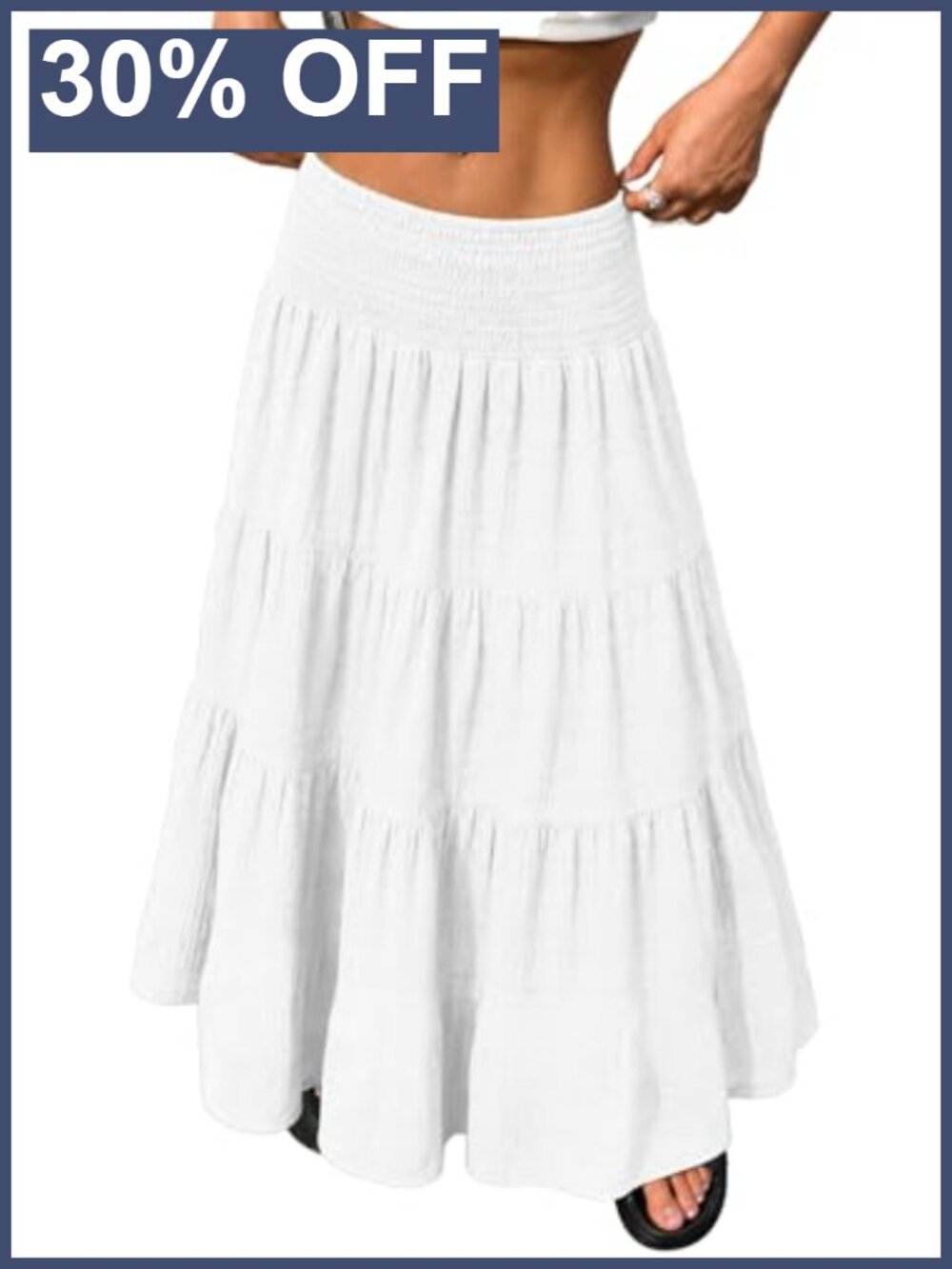 Womens Boho Maxi Skirt 100% Polyester Tiered Flowy A-Line